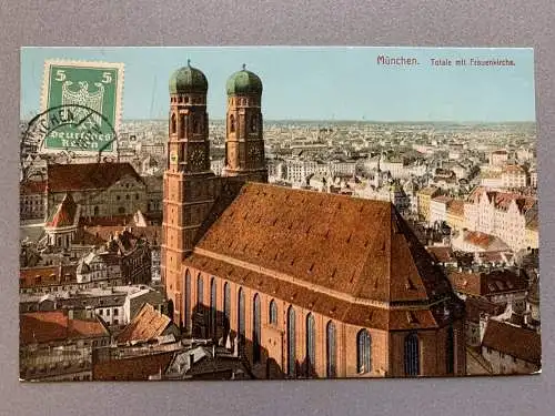 [Hand-Koloriert] München - Totale mit Frauenkirche. 