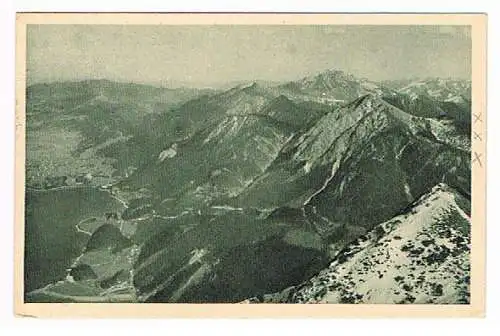 [Lithographie] Altjoch Urfeld Kochelsee Kesselbergstrasse 1932 Herzogstand Häuser 1575m. 
