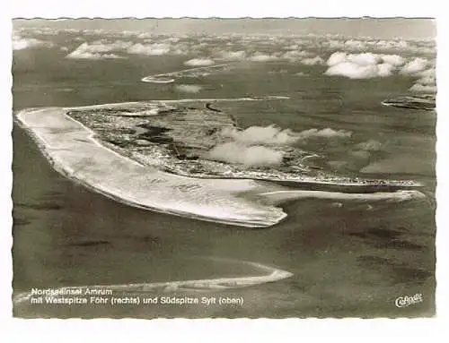 [Lithographie] 3x Amrum Dünen Durchblick Luftbild und Hotel Wittdün. 