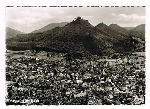 [Lithographie] 5x Annweiler am Trifels Luftbild Stadt und Burg Hütte Naturfreunde Anweiler. 