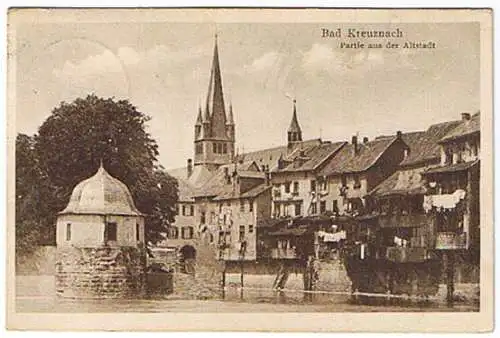 [Ansichtskarte] 2x Bad Kreuznach 1930 Partie aus der Altstadt und Brückenhäuser. 