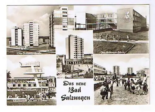 [Ansichtskarte] Bad Salzungen Thüringen Das neue Neubaugebiet Schwimmbad Kindergarten. 