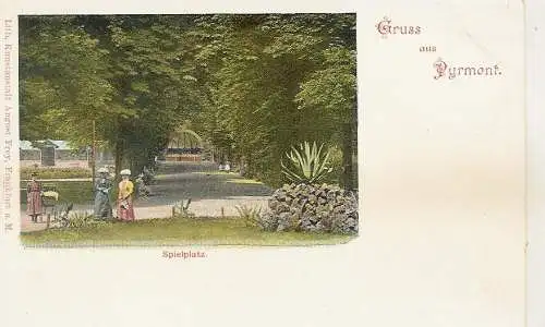 [Ansichtskarte] 3x Bad Pyrmont Gruss aus 1902 und 1908 Partie Teich 1968  Am Malerwinkel. 