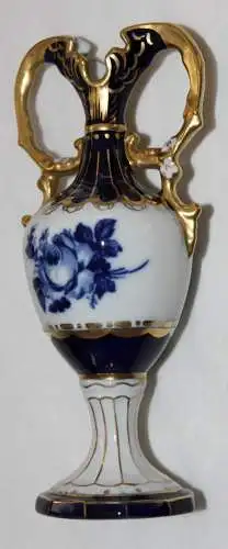 Royal Dux Amphore Vase Hand Made Kobaltblau Gold 17 cm
