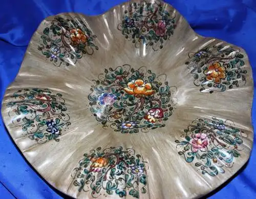 Markenobstschale Obstschale mit drei Füssen Blumen Malerei 36cm