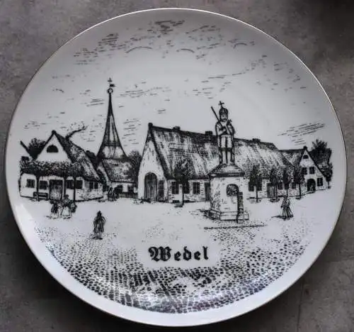 Wedel Wandteller Porzellan schwarz weiß 20cm