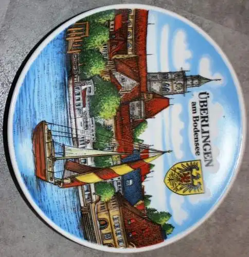 Überlingen am Bodensee 20 cm Porzellan Wand Teller MS Handdekoriert Germany