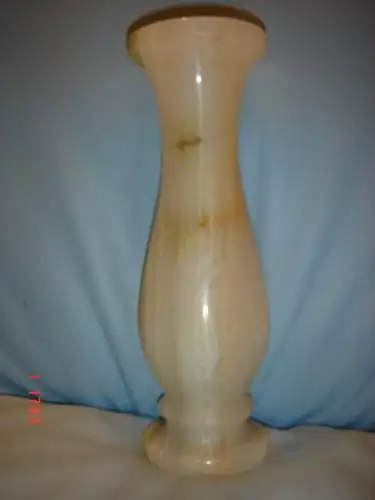 Marmor Vase Massiv sehr schwer H 20cm Ø 64mm Elfenbein marmoriert