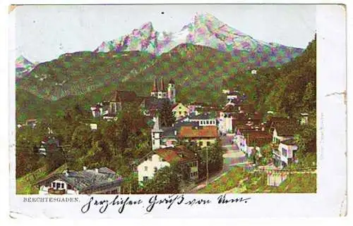 [Ansichtskarte] 2x Berchtesgaden an Baronesse Carla 1899 und 1903 Lithographie. 