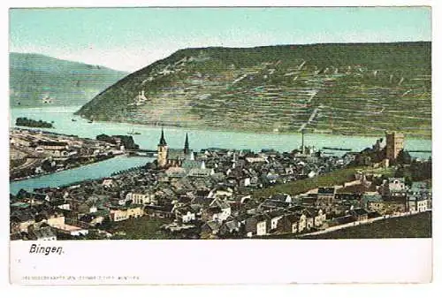 [Ansichtskarte] 4x Bingen Heliocolorkarte OTTMAR ZIEHER 1897 Popp Karte Handabzug Drususbrücke  Elisenhöhe. 
