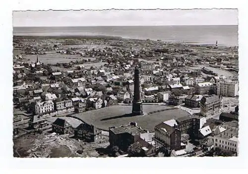[Ansichtskarte] 3x Borkum Luftbild Vogelschau Leuchtturm Gesamtansicht Südstrand Badefreuden Promenade. 