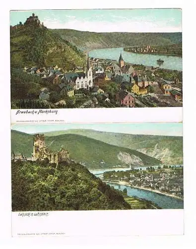 [Ansichtskarte] 7x Braubach von 1897 Lahnstein Doppelkarte Camp 1912 Marksburg am Rhein Luftbild. 