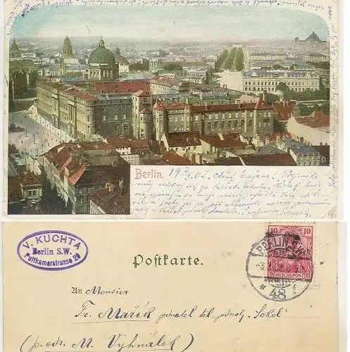 [Ansichtskarte] Berlin Kuchta Puttkamerstrasse 1902 nach Sokol jednatel in Paris. 