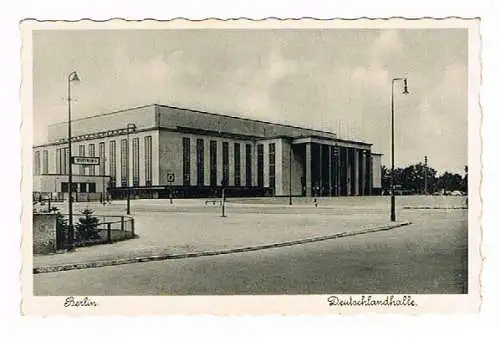 [Ansichtskarte] Berlin Deutschlandhalle Messedamm Strasse Klemm Bütten Karte. 