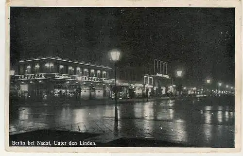 [Ansichtskarte] Berlin Kranzler Konditorei Unter den Linden bei Nacht 1942. 