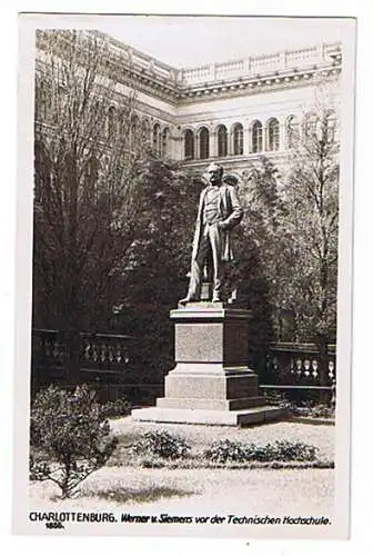 [Ansichtskarte] Charlottenburg Werner v. Siemens vor der Technische Hochschule 1855 Berlin. 