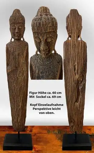 Holzfigur auf Sockel, vermutlich Malaysia / Indonesien