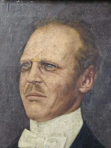 Historisches Ölgemälde 1934 Porträt Kantor Wilhelm Lemme