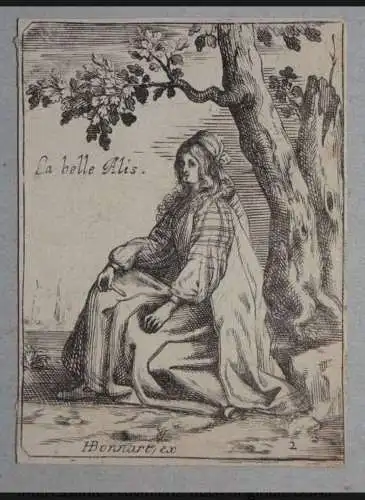 Seltene Radierung um 1680 La belle Alis-Mit Adels Sammlerstempel