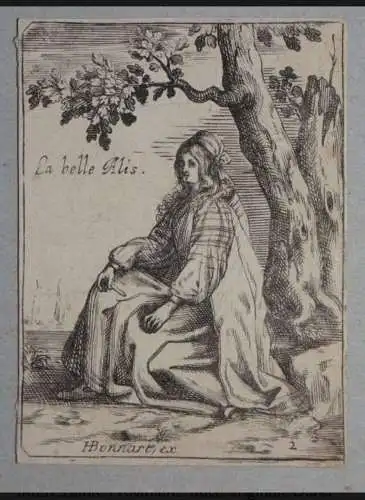 Seltene Radierung um 1680 La belle Alis-Mit Adels Sammlerstempel