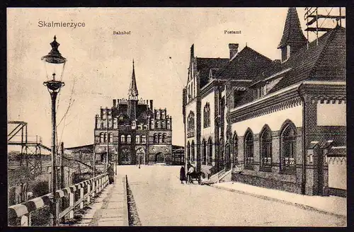 Ansichtskarte Skalmierzyce Bahnhof Postamt Skalmeritz 1910