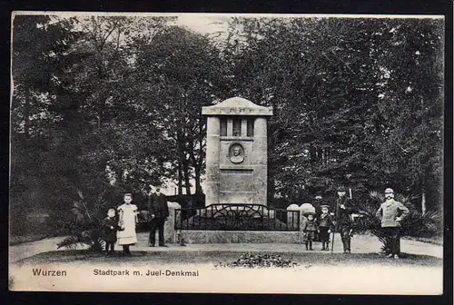 Ansichtskarte Wurzen Stadtpark mit Juel Denkmal 1907 Jäger