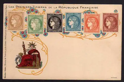 Ansichtskarte Les Premiers Timbres de la Republique Francaise um 1900 Frankreich