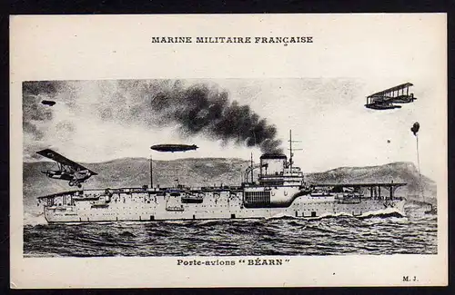 Ansichtskarte Marine Militaire Francaise Porte Avions Bearn Schiff Flugzeugträger