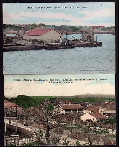 2 Ansichtskarte Dakar Senegal Quartier  Rue Vincens 1909
