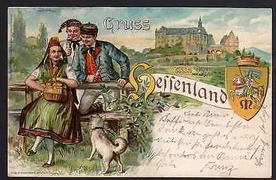 Ansichtskarte Gruss aus dem Hessenland Tracht Nidda 1904