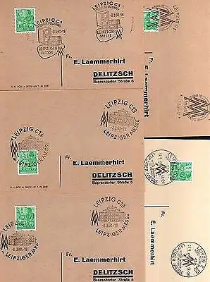 5x Karte DDR Leipziger Messe 1958 1960 4 verschiedene SST Ring Messe Haus