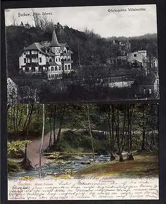2 Ansichtskarte Buckow Märk. Schweiz Erholungsheim Wilhelmshöhe 1908 Poetensteig 190