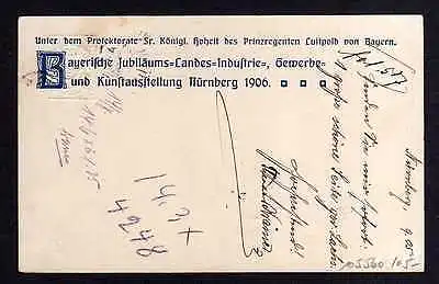 Ansichtskarte Nürnberg 1906 Privatganzsache Landes Ausstellung Kunstausstellung