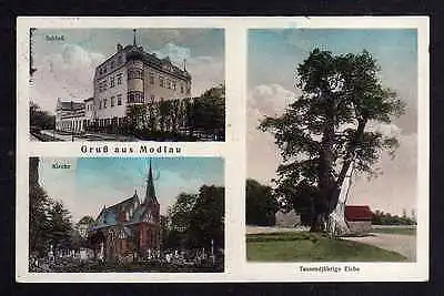 Ansichtskarte Modlau bei Haynau Schlesien Modla um 1920 Kirche Schloß tausendjährige