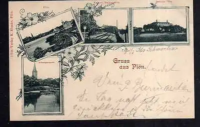 Ansichtskarte Plön 1900 Kaiserl. Haltestation Bahnhof Schloss Schwanensee