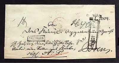 Ostrowo Faltbriefhülle ohne Inhalt nach Posen um 1840 Paketbegleitbrief B