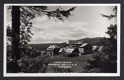 Ansichtskarte Riesengebirge Tippeltbaude Grenzbauden um 1935 Fotokarte