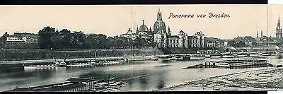 3teilige Panorama Klapp Ansichtskarte Dresden 1900 Dampfer