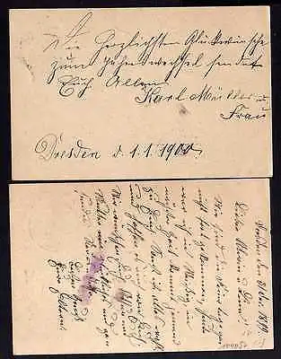 2x Jahrhundertganzsache Dresden 31.12.1899 und 1.1.1900