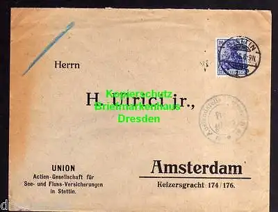v871 Stettin 1916 Union Zensur Auslandsstelle Emmerich nach Amsterdam
