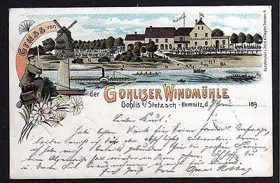Ansichtskarte Gohliser Windmühle 1899 Litho Gohlis Stetzsch Kemnitz Restauration
