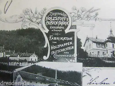 Ansichtskarte Ziegenrück Thüringen 1898 Holzstoff & Pappen Fabrik