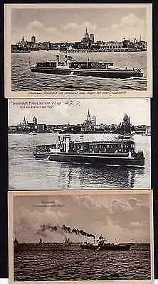 3 Ansichtskarte Stralsund Trajektschiff Putbos Eisenbahnfähre nach Rügen 1924