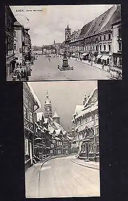 2 Ansichtskarte Eger Cheb 1911 Winterbild Oberer Markt 1910 Buch & Stein Druckerei
