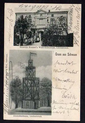 Ansichtskarte Schwaan 1900 Kramers Wald Restaurant Lindenbruch Aussichtsturm