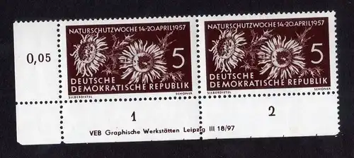 DDR 1957 561 Naturschutzwoche R 1-2 ** DV ungefalten nicht angetrennt