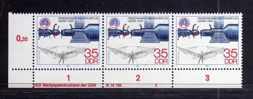 DDR 1978 2362 DV 3 ** Sojus Otto Lilienthal Interkosmos Gemeinsamer Weltrau