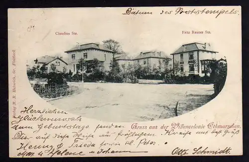 Ansichtskarte Hamburg Altona Othmarschen 1902  Villen Claudius Str. Fritz Reuiter Str