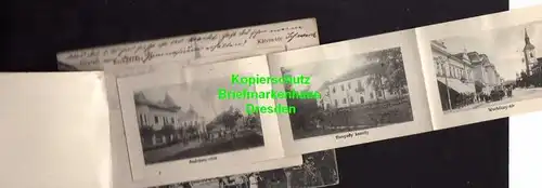 Ansichtskarte mit Leporello Beregszasz Bergsaß Berehowe 1915 Feldpoststation 151 kal