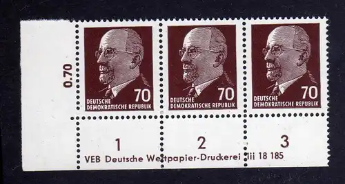 DDR 1963 938 X x I DV Druckvermerk 1 ** Dauerserie 70 Pfg. Walter Ulbricht